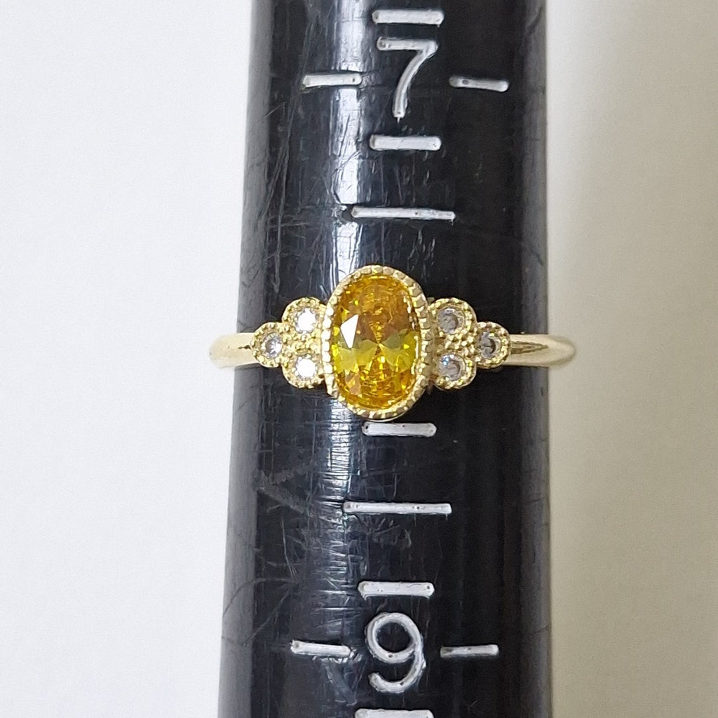 ANILLOS CON CIRCONIAS Y PIEDRA DE COLOR 14K TALLA 8 2 GR (NUEVO)