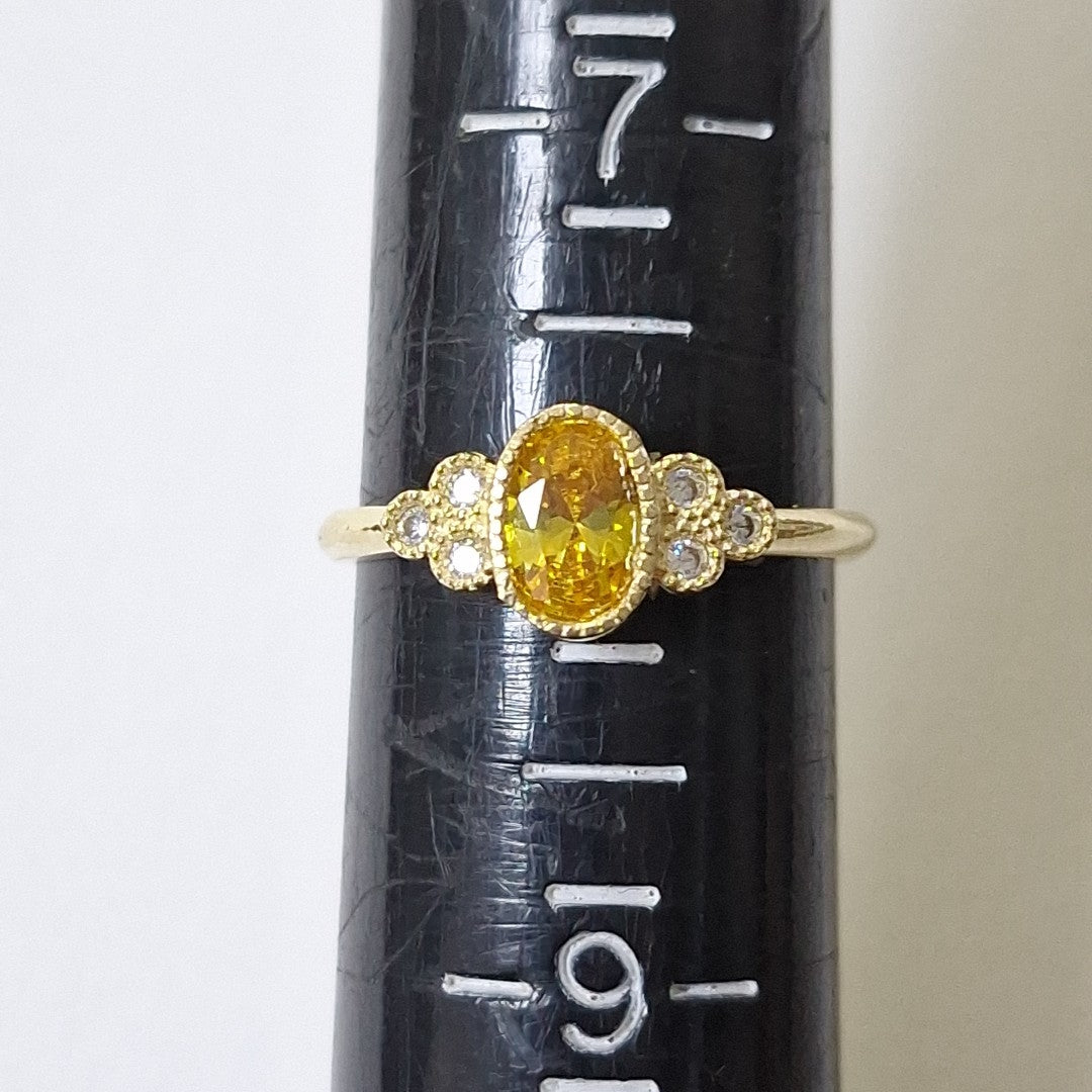 ANILLOS CON CIRCONIAS Y PIEDRA DE COLOR 14K TALLA 8 2 GR (NUEVO)