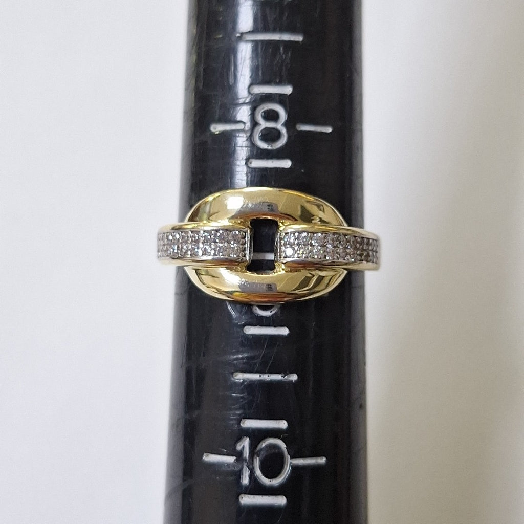 ANILLO ANILLITO C CIRCONIAS 10K 8.5 TALLA 2.8 GR (NUEVO)