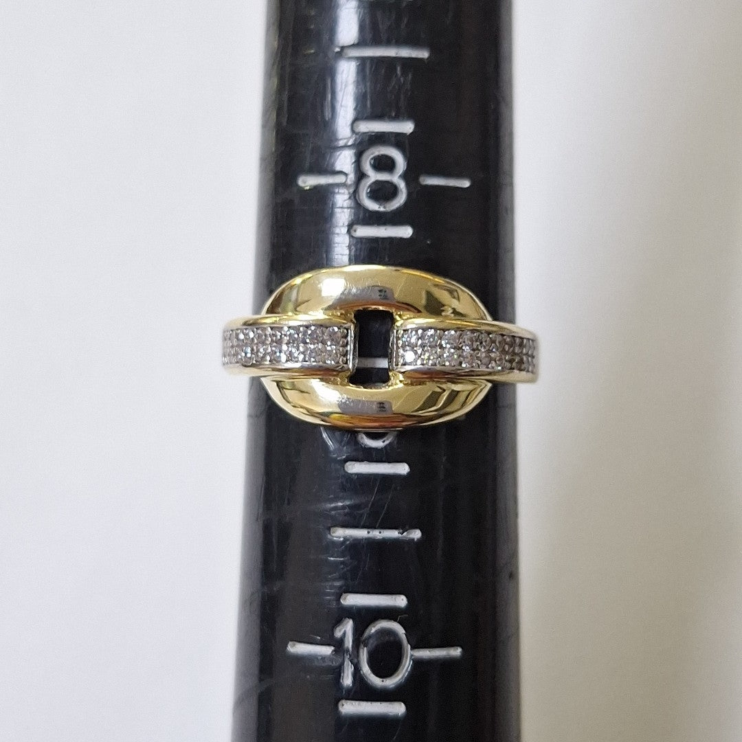 ANILLO ANILLITO C CIRCONIAS 10K 8.5 TALLA 2.8 GR (NUEVO)