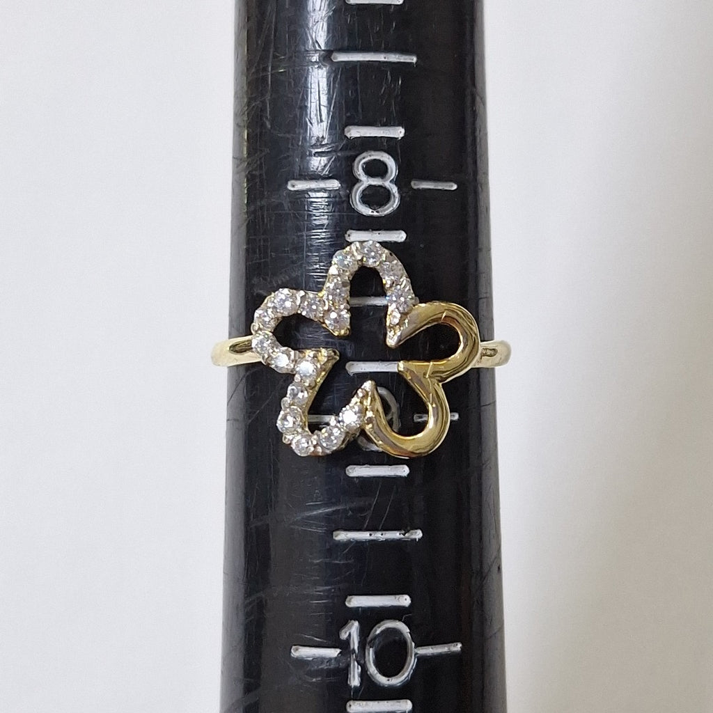 ANILLOS FIGURA FLOR CON CIRCONIA 14K TALLA 7 1.6 GR (NUEVO)