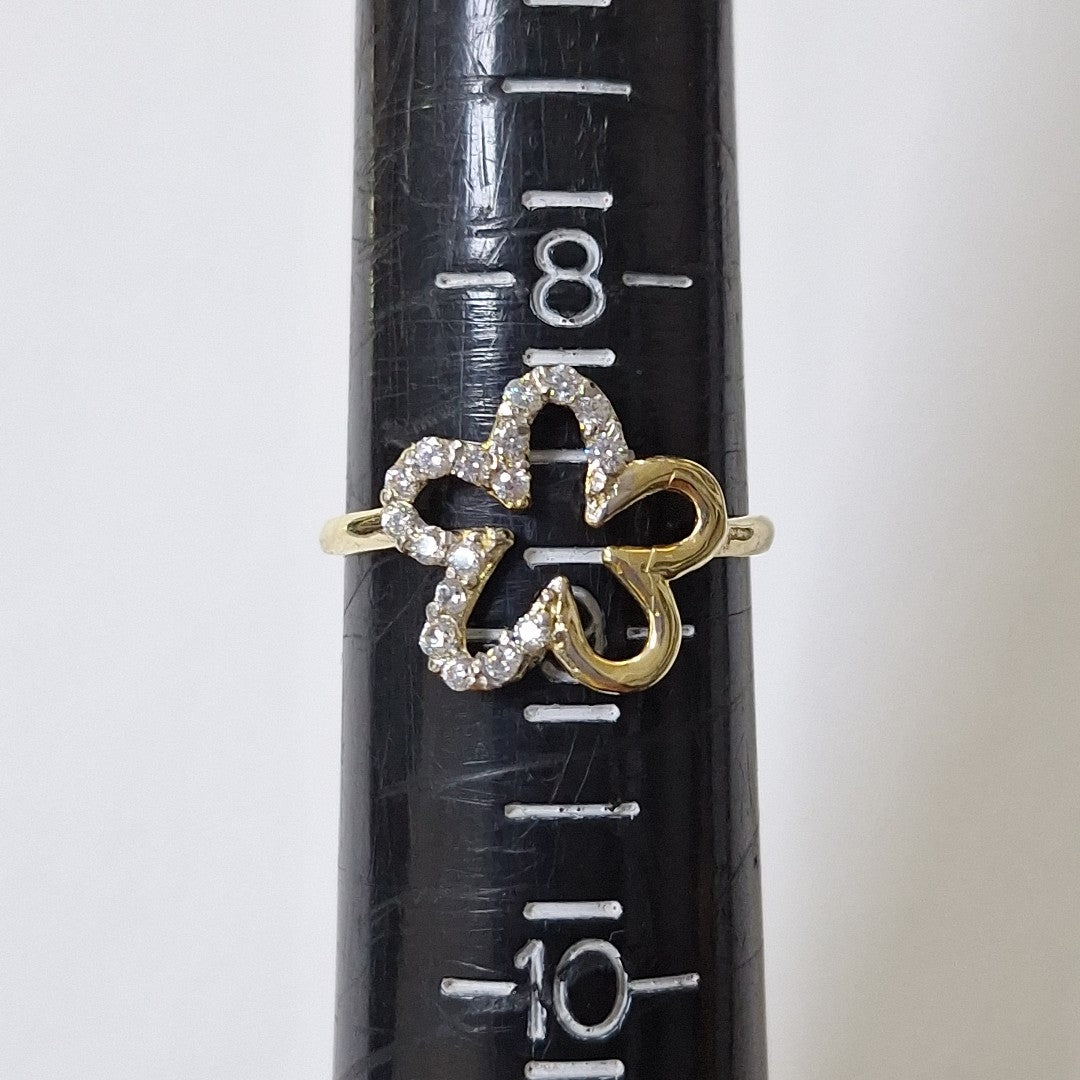 ANILLOS FIGURA FLOR CON CIRCONIA 14K TALLA 7 1.6 GR (NUEVO)