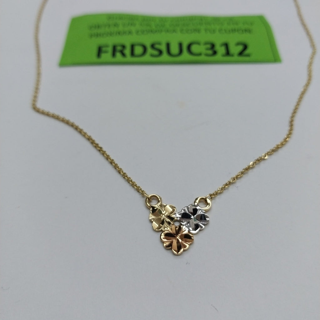 CADENA TEJIDO GARGANTILLA ESPECIAL C FLORES 14K 45 CM 2.9 GR (NUEVO)