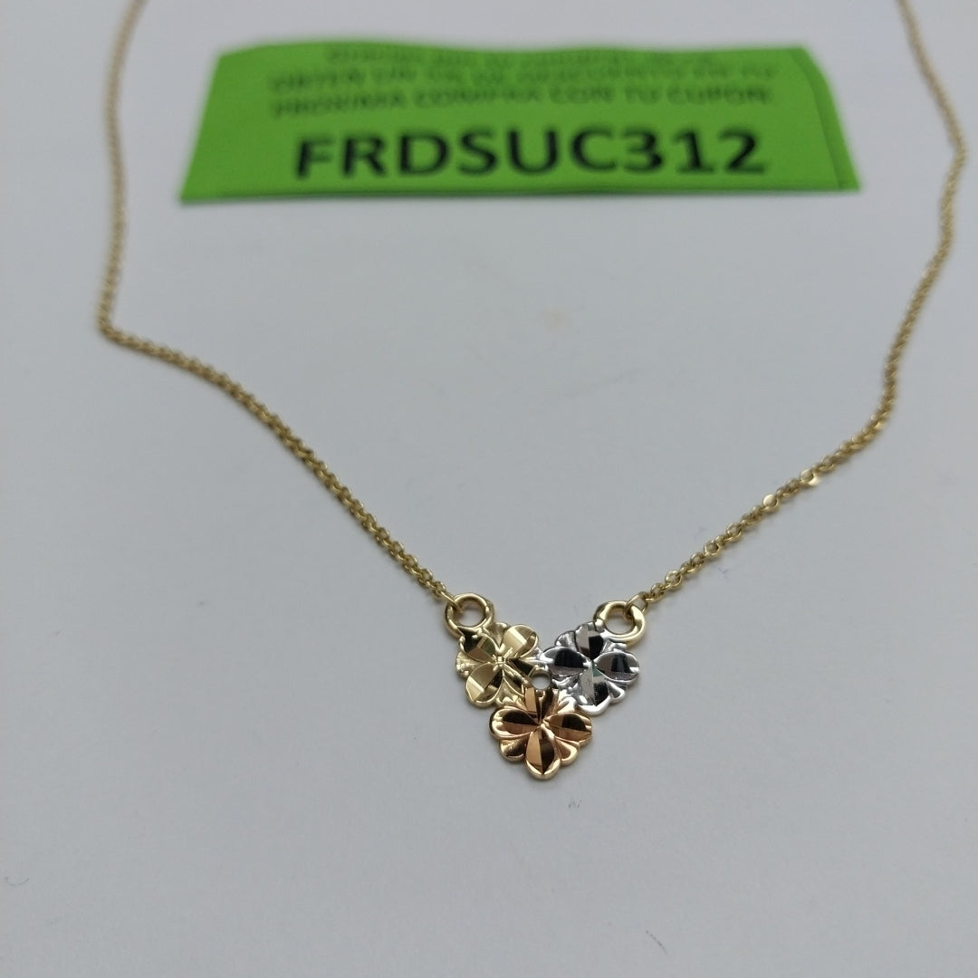 CADENA TEJIDO GARGANTILLA ESPECIAL C FLORES 14K 45 CM 2.9 GR (NUEVO)