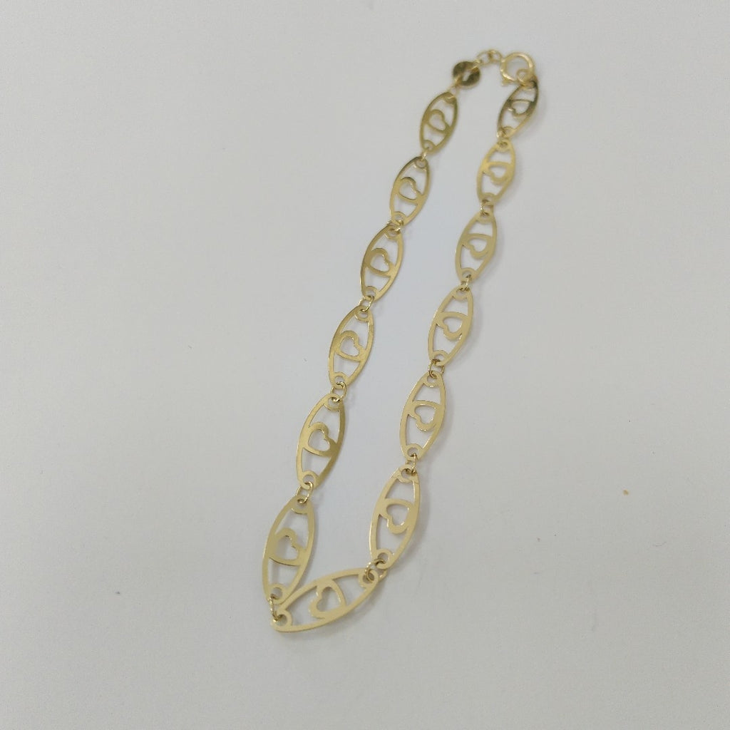 PULSERA TEJIDO ESPECIAL CON CORAZON 14K 18 CM 1.4 GR (NUEVO)