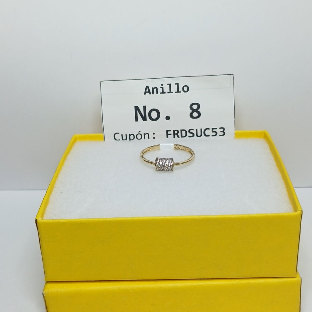 ANILLO ANILLITO C CIRCONIAS 14K 8 TALLA 1.4 GR (NUEVO)