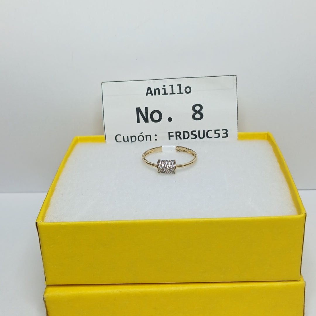 ANILLO ANILLITO C CIRCONIAS 14K 8 TALLA 1.4 GR (NUEVO)