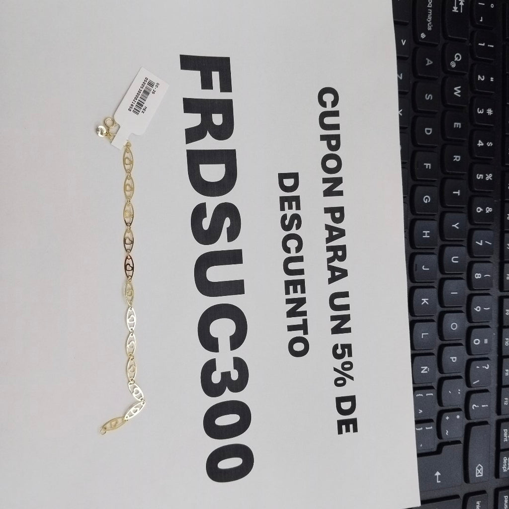 PULSERA TEJIDO ESPECIAL CON CORAZON 14K 18 CM 1.3 GR (NUEVO)