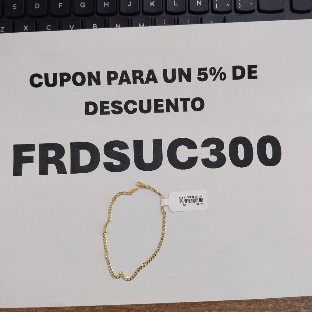 PULSERA TEJIDO BARBADA 14K 21 CM 2.3 GR (NUEVO)