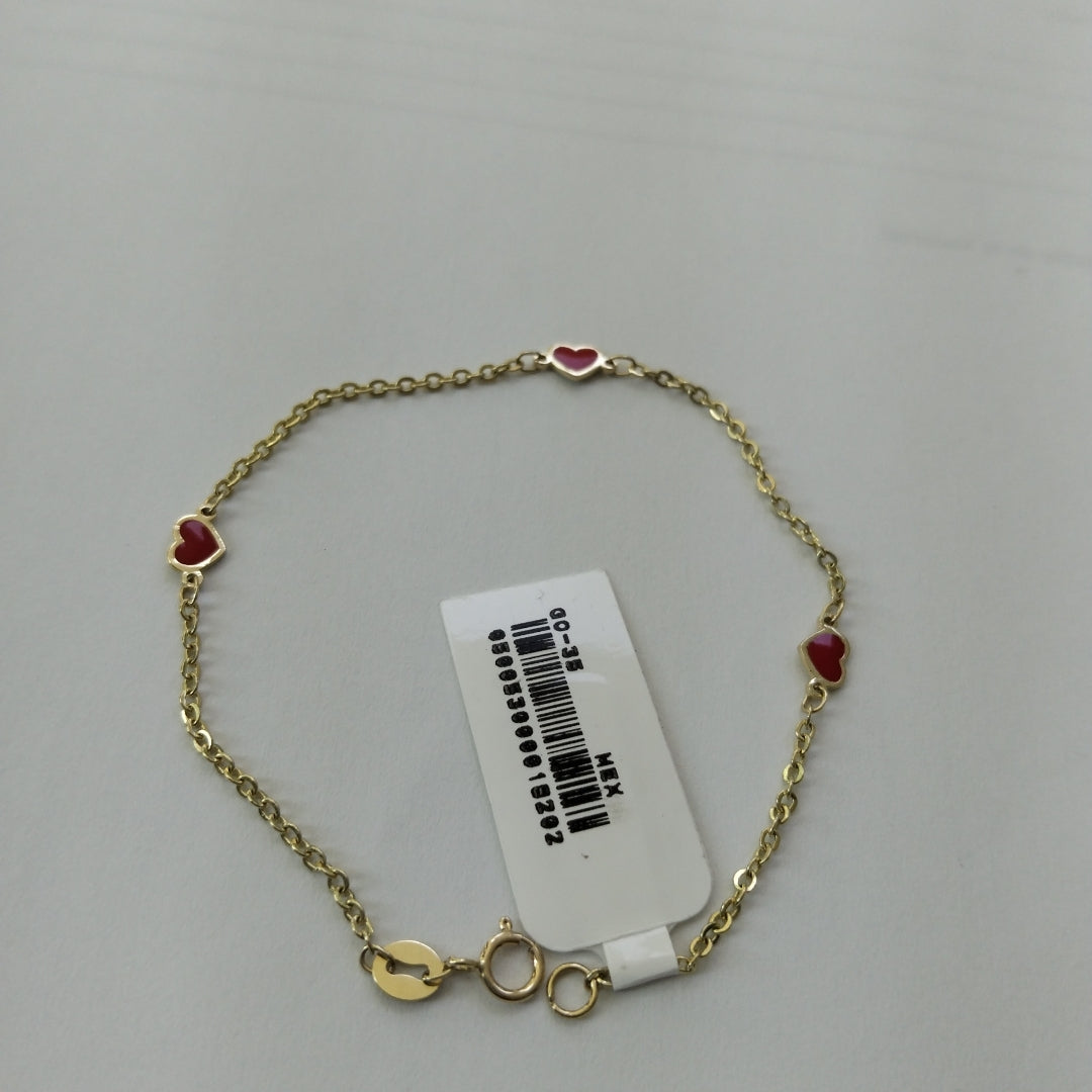 PULSERA ESPECIAL CON CORAZONES 14K 18 CM 1.4 GR (NUEVO)