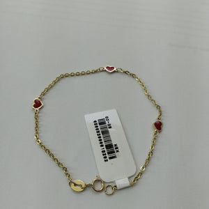 PULSERA ESPECIAL CON CORAZONES 14K 18 CM 1.4 GR (NUEVO)