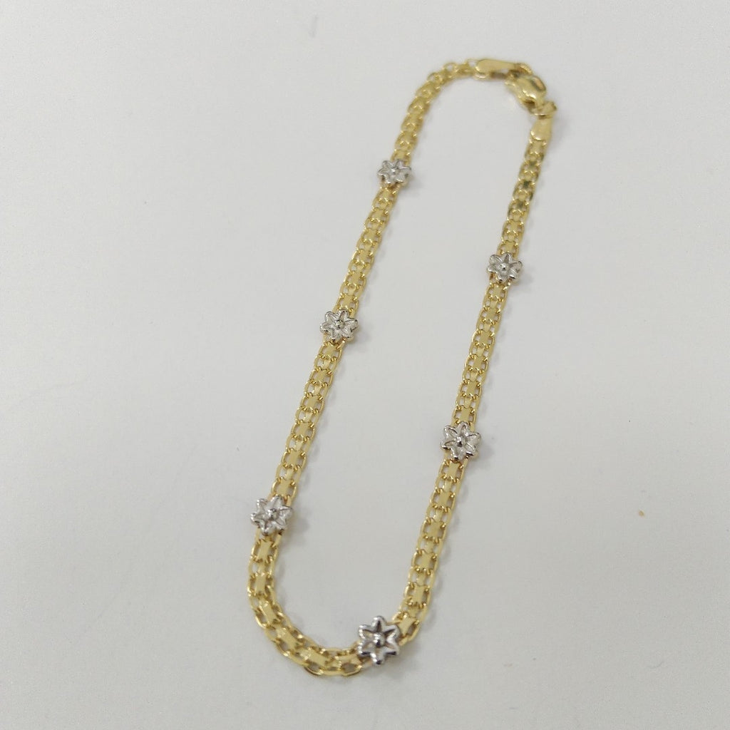 PULSERA ESPECIAL C FLORES 14K 18 CM 2.9 GR (NUEVO)