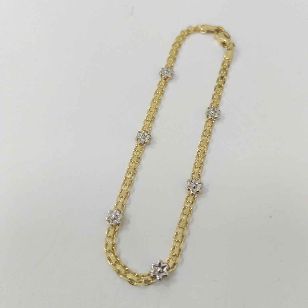 PULSERA ESPECIAL C FLORES 14K 18 CM 2.9 GR (NUEVO)