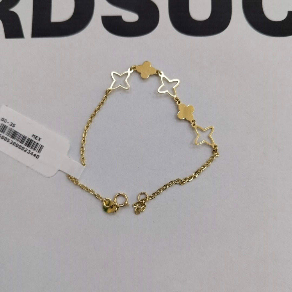 PULSERA TEJIDO ESP CON TREBOL 14K 18 CM 1.5 GR (NUEVO)