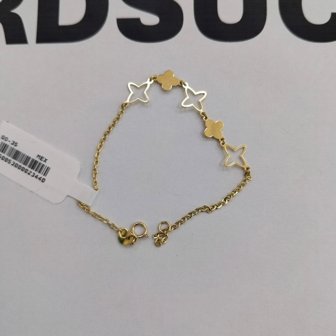 PULSERA TEJIDO ESP CON TREBOL 14K 18 CM 1.5 GR (NUEVO)