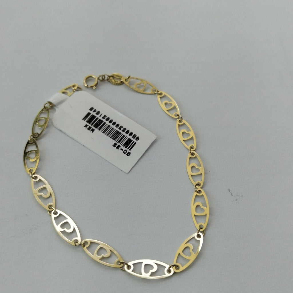 PULSERA TEJIDO ESPECIAL CON CORAZON 14K 18 CM 1.3 GR (NUEVO)