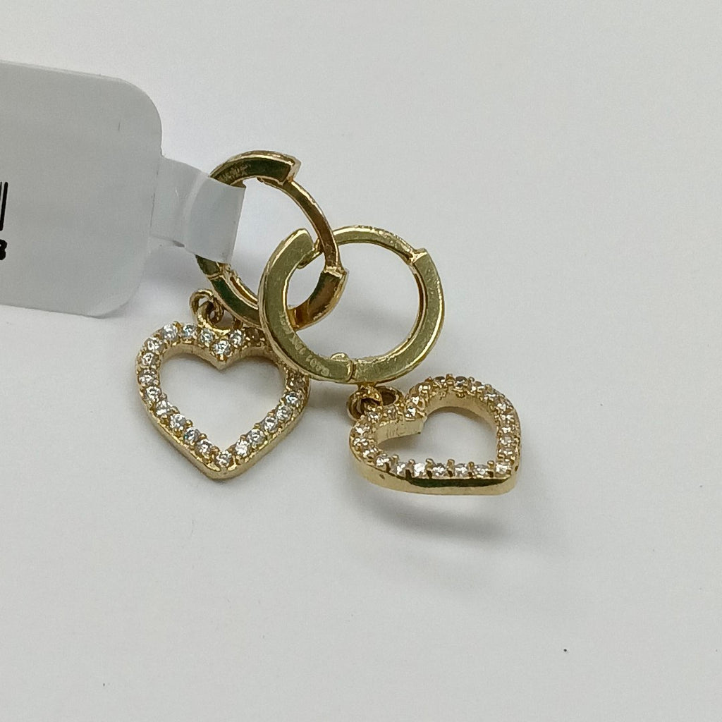 ARETES FIG CORAZON C CIRCONIAS 10K 2.5 GR (NUEVO)
