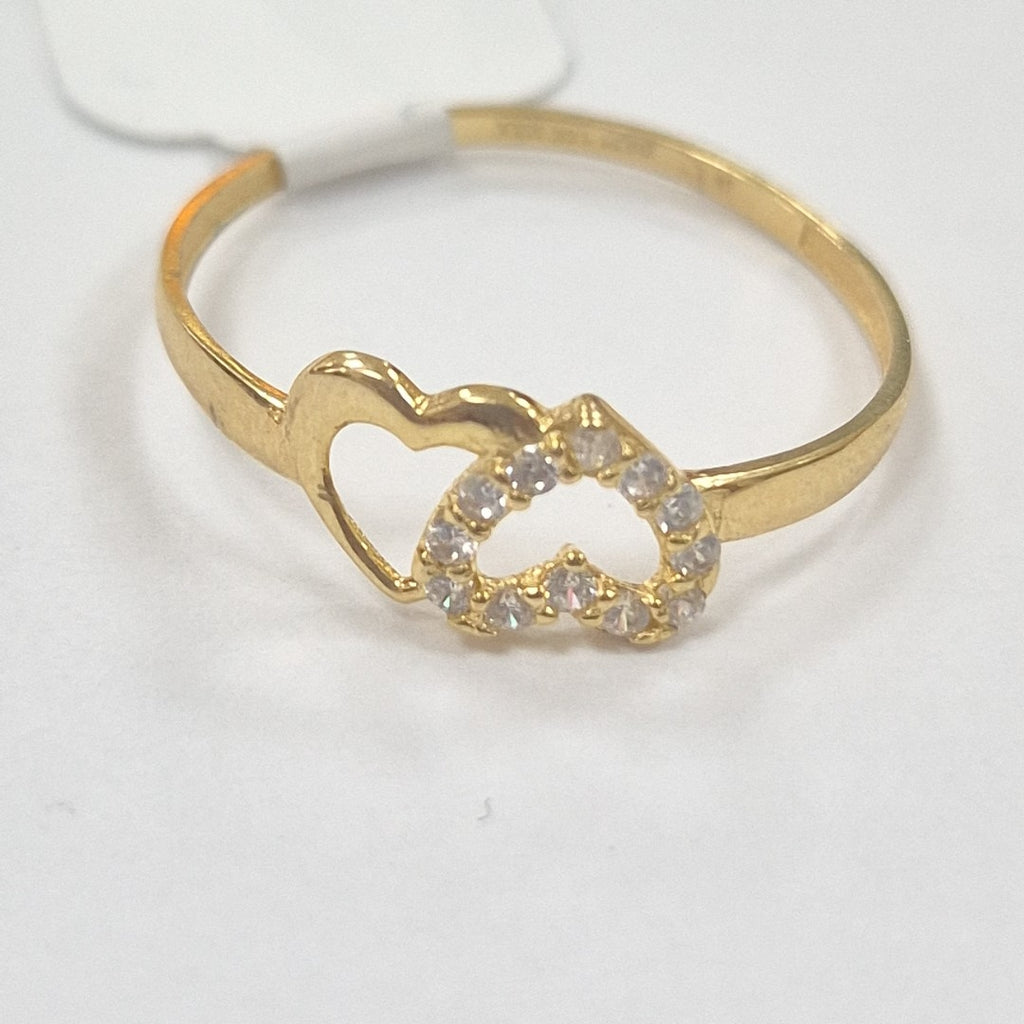 ANILLO ANILLITO CORAZONES UNIDOS C CIRCONIAS 14K 8 TALLA 0.8 GR (NUEVO)
