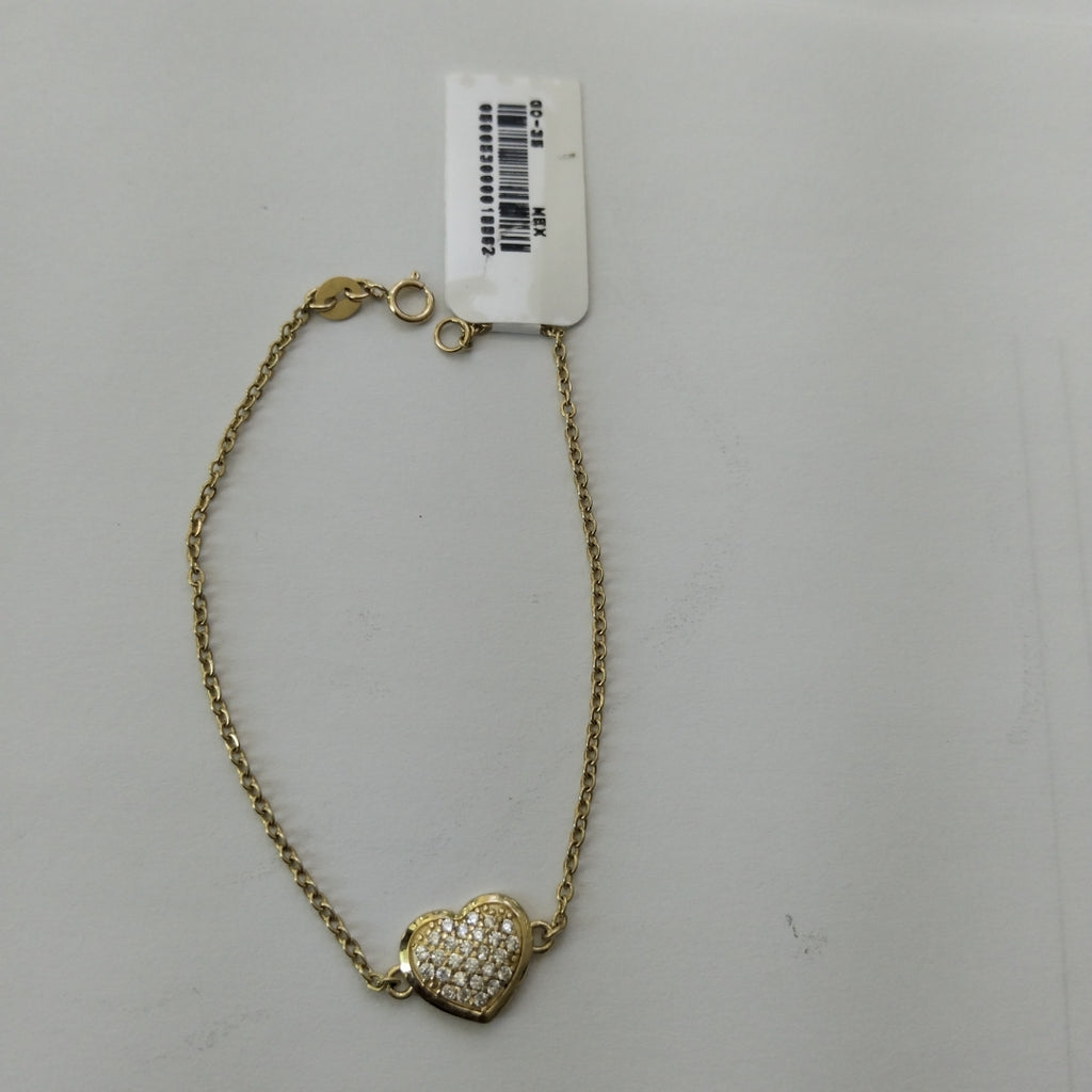 PULSERA TEJIDO ESPECIAL C CORAZON CIRCONIAS 14K 18 CM 2 GR (NUEVO)