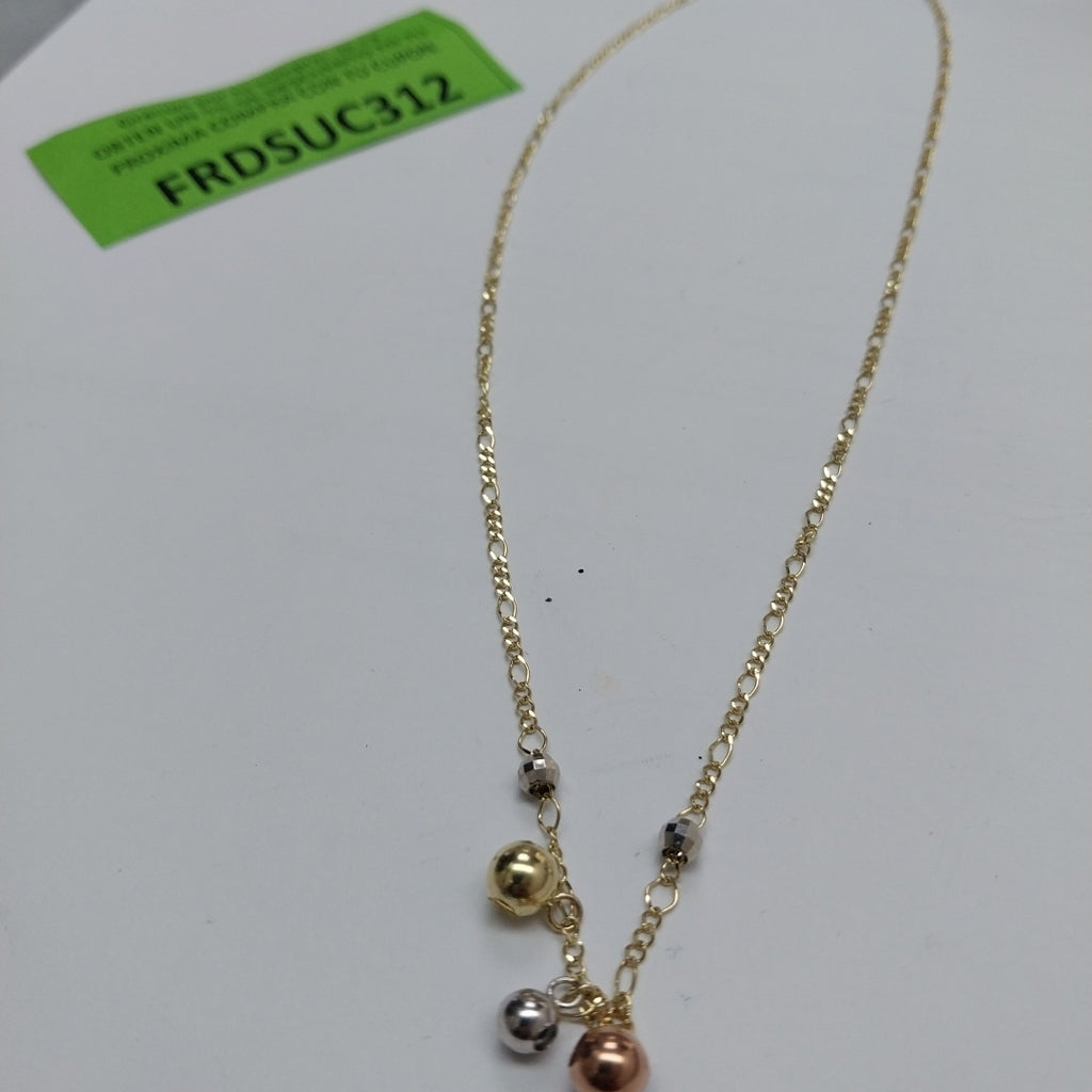 CADENA GARGANTILLA 3X1 CON ESFERAS COMBINADAS 14K 45 CM 3.1 GR (NUEVO)