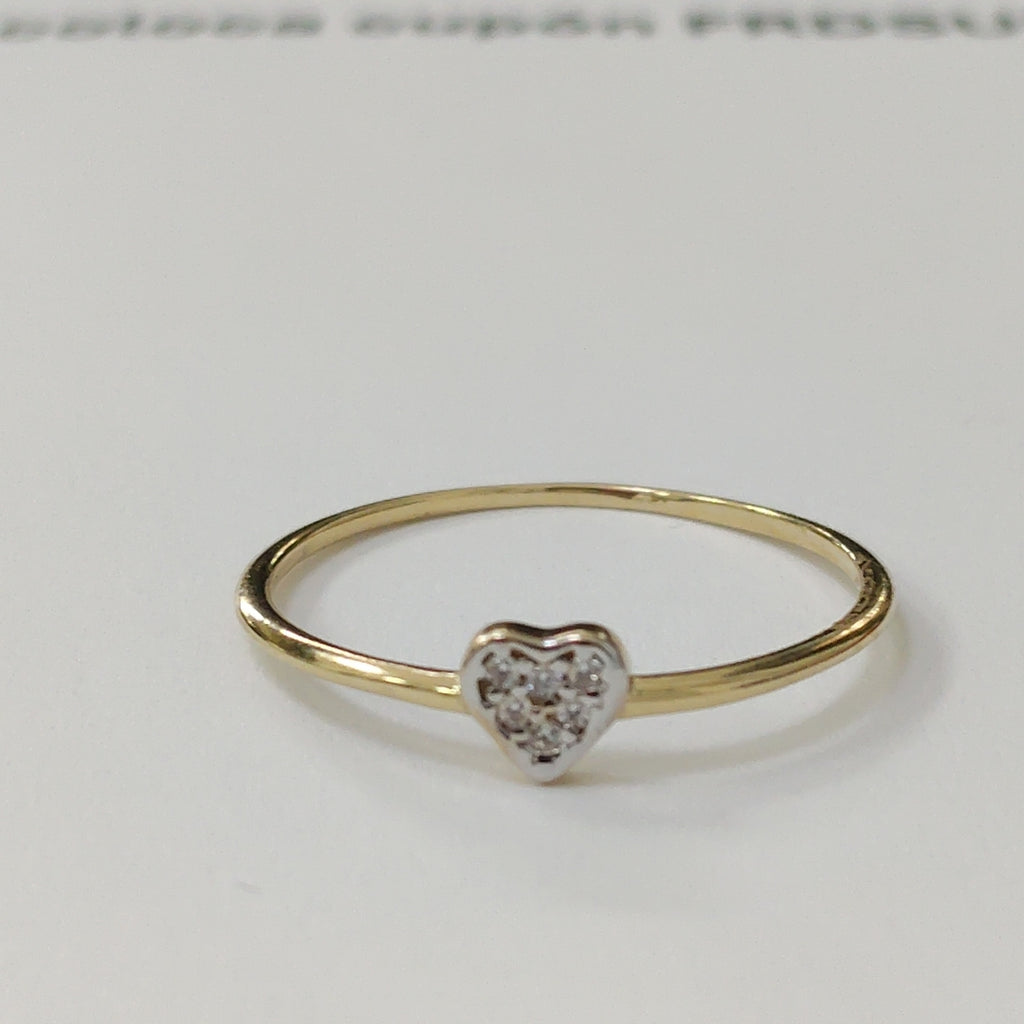 ANILLO ANILLITO CORAZON C CIRCONIA 14K 9 TALLA 0.9 GR (NUEVO)