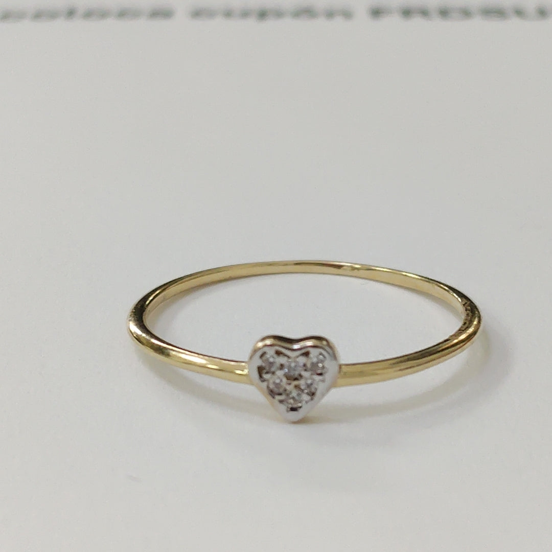 ANILLO ANILLITO CORAZON C CIRCONIA 14K 9 TALLA 0.9 GR (NUEVO)