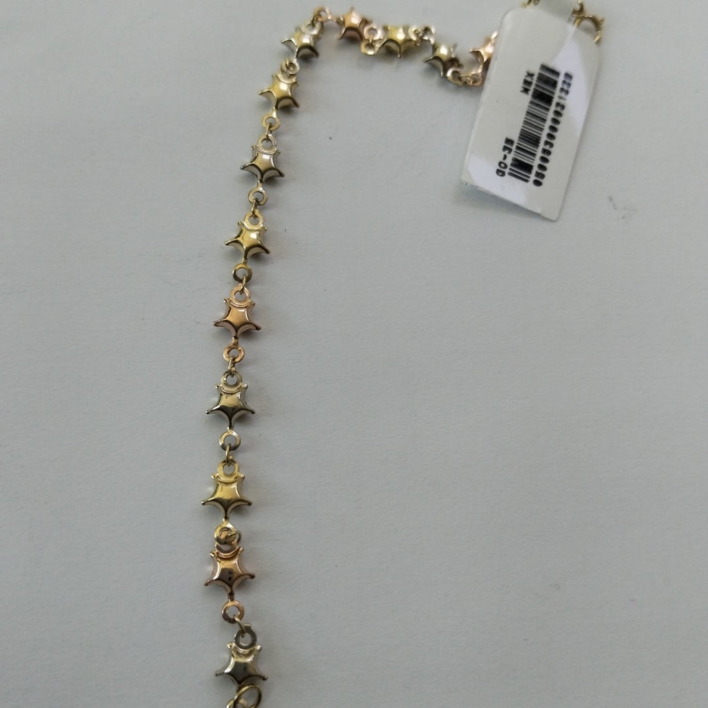 PULSERA TEJIDO ESPECIAL ESTRELLAS COMBINADAS 14K 18 CM 2.1 GR (NUEVO)