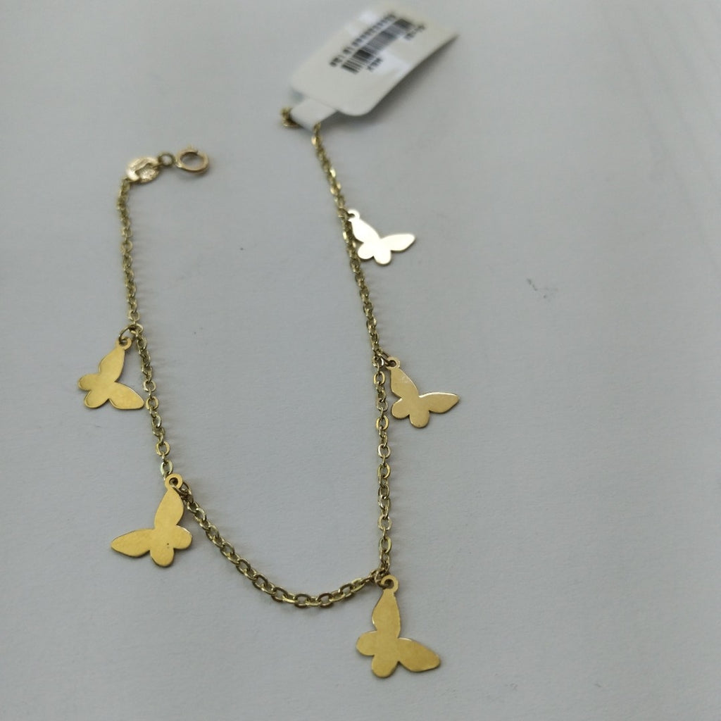 PULSERA ESPECIAL CON MARIPOSAS 14K 18 CM 2 GR (NUEVO)