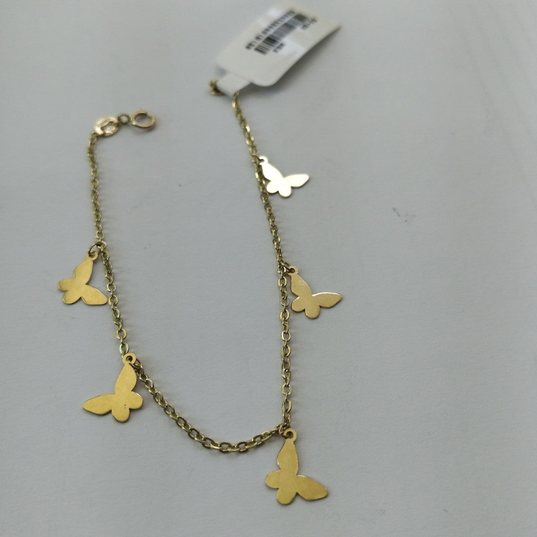 PULSERA ESPECIAL CON MARIPOSAS 14K 18 CM 2 GR (NUEVO)