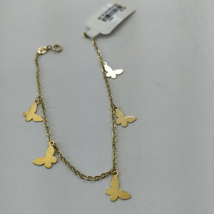 PULSERA ESPECIAL CON MARIPOSAS 14K 18 CM 2 GR (NUEVO)