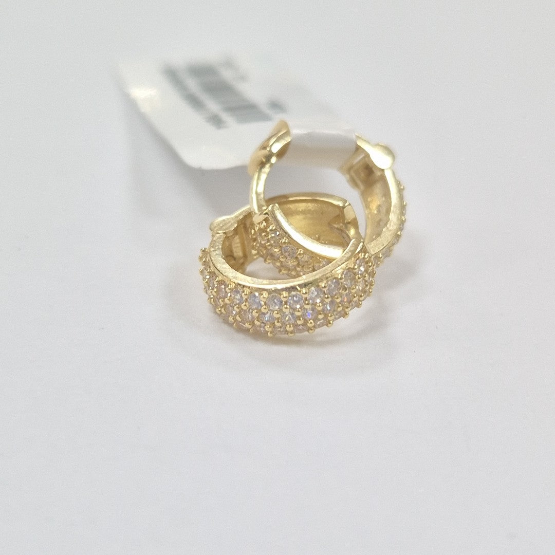 ARETES HUGGIE CON CIRCONIAS 14K 2.1 GR (NUEVO)