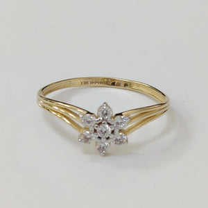 ANILLO ANILLITO FLOR C CIRCONIAS 14K 9 TALLA 1.4 GR (NUEVO)
