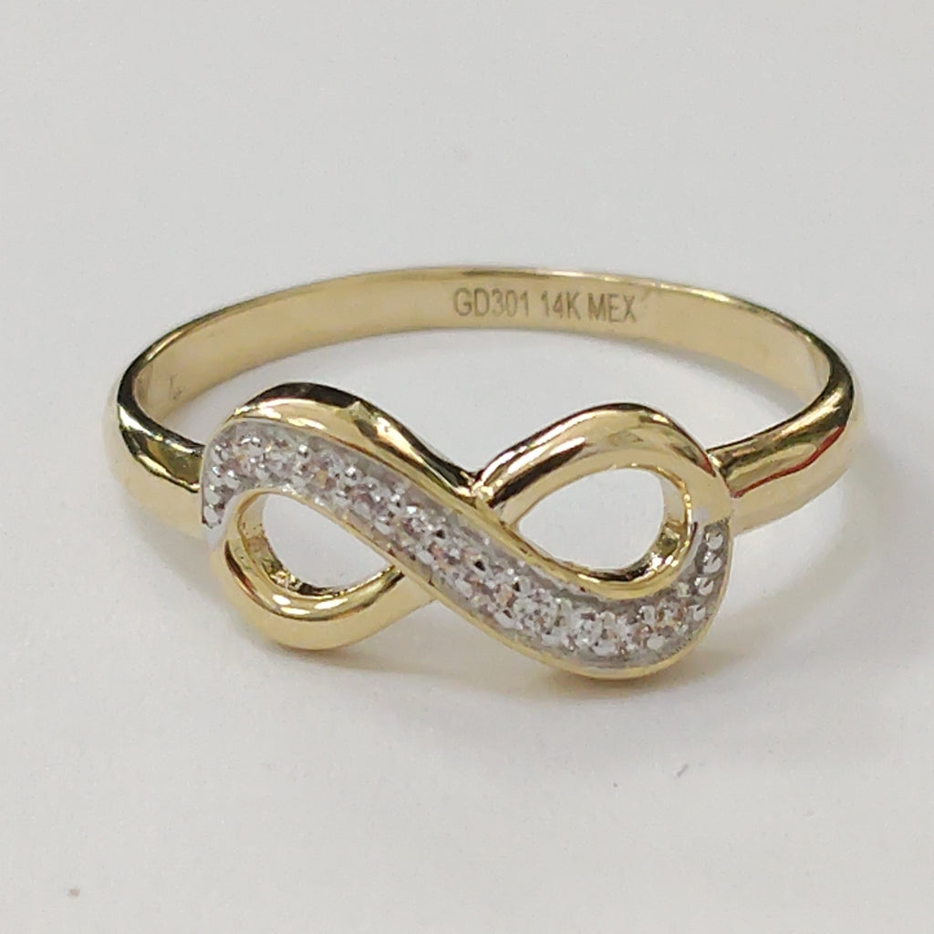 ANILLO ANILLITO FIG INFINITO C CIRCONIAS 14K 7 TALLA 1.5 GR (NUEVO)