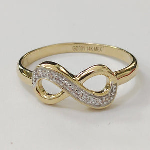 ANILLO ANILLITO FIG INFINITO C CIRCONIAS 14K 7 TALLA 1.5 GR (NUEVO)