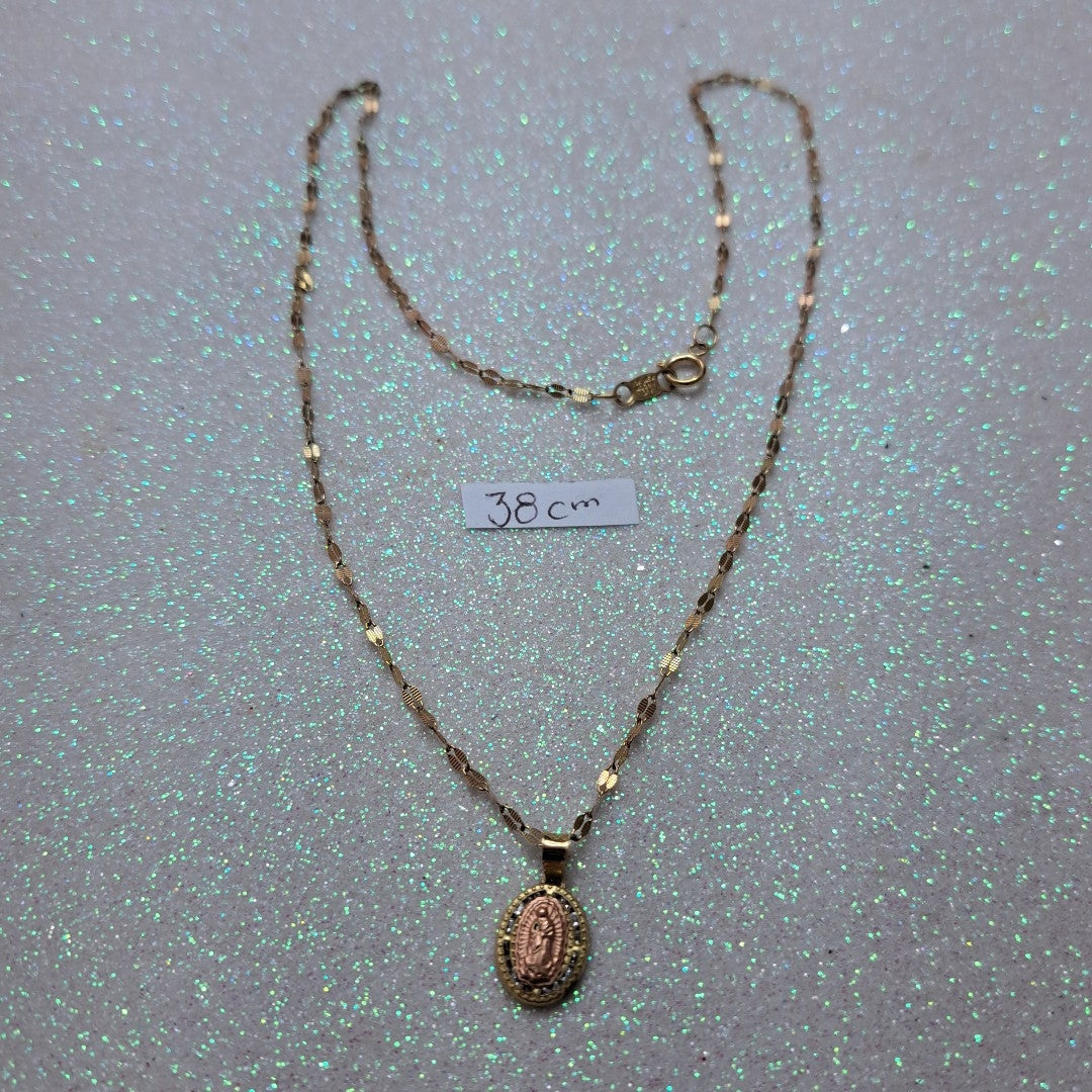 CADENA, MEDALLA RELIGIOSA ORO 10 K 1.3 GRMS (SEMINUEVO)