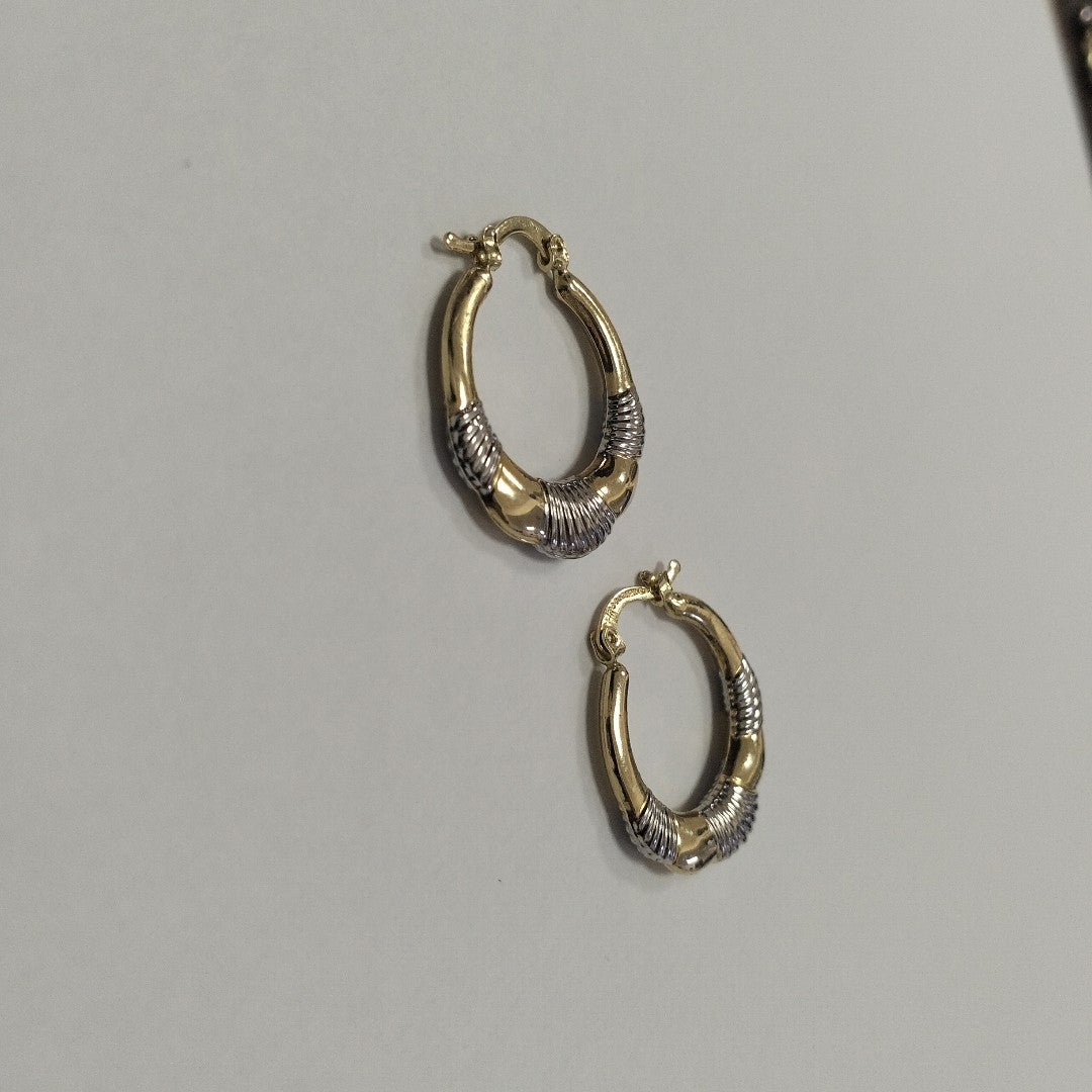 ARETES ARRACADAS HUECAS COMBINADAS 14K 2.6 GR (NUEVO)