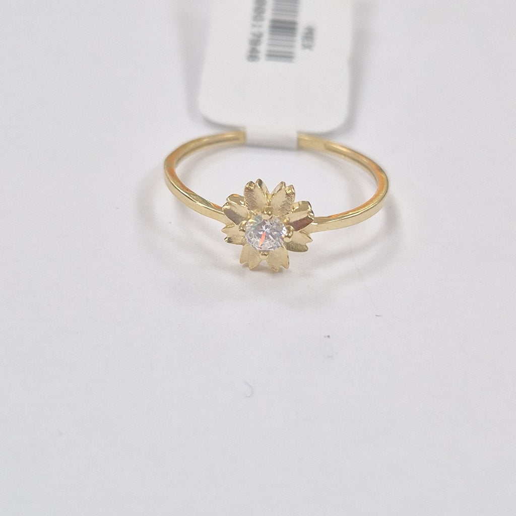 ANILLOS FLOR Y CIRCONIA 14K TALLA 8 1.1 GR (NUEVO)