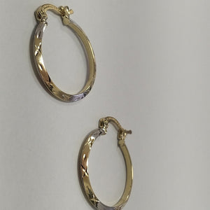 ARETES TEJIDO ARRACADAS BISELADAS COMBINADAS 14K 1.4 GR (NUEVO)