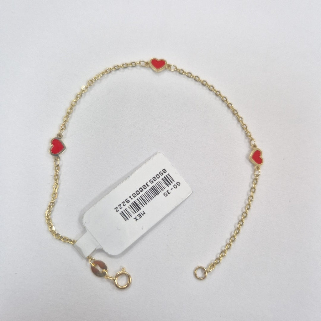 PULSERA ESPECIAL CON CORAZONES 14K 18 CM 1.4 GR (NUEVO)