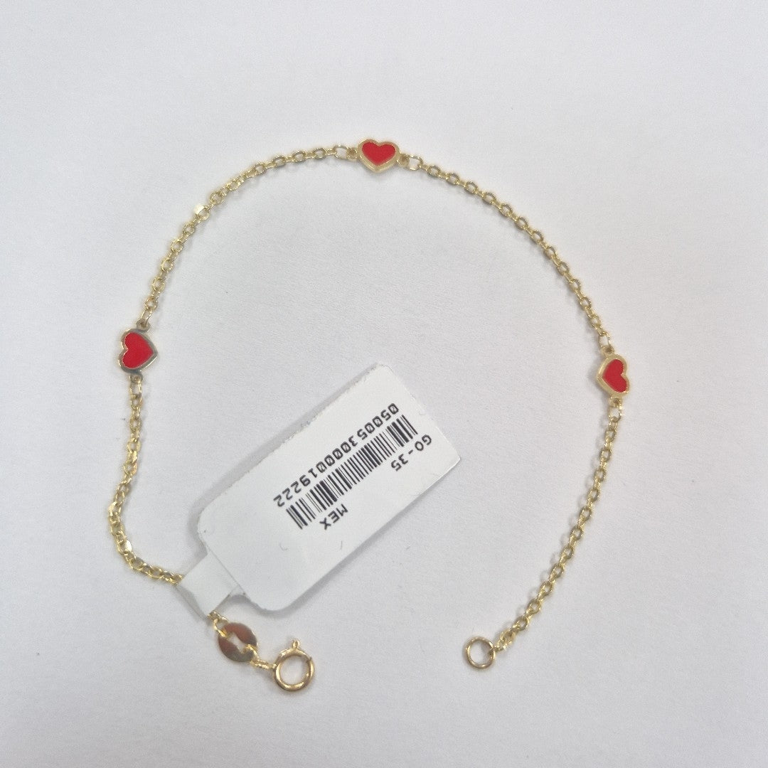 PULSERA ESPECIAL CON CORAZONES 14K 18 CM 1.4 GR (NUEVO)