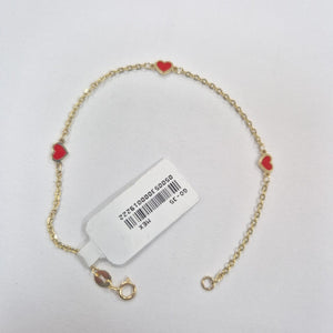 PULSERA ESPECIAL CON CORAZONES 14K 18 CM 1.4 GR (NUEVO)