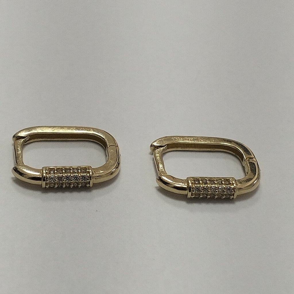 ARETES HUGGIES OVALADA C CIRCONIAS 14K 2.4 GR (NUEVO)