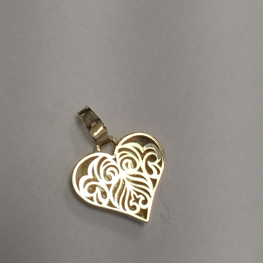 DIJE TEJIDO CORAZON LABRADO COMBINADO 14K 1.3 GR (NUEVO)