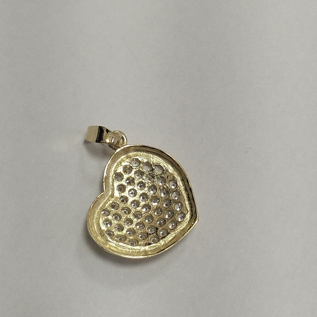 DIJE TEJIDO CORAZON CON CIRCONIAS 14K 1.7 GR (NUEVO)