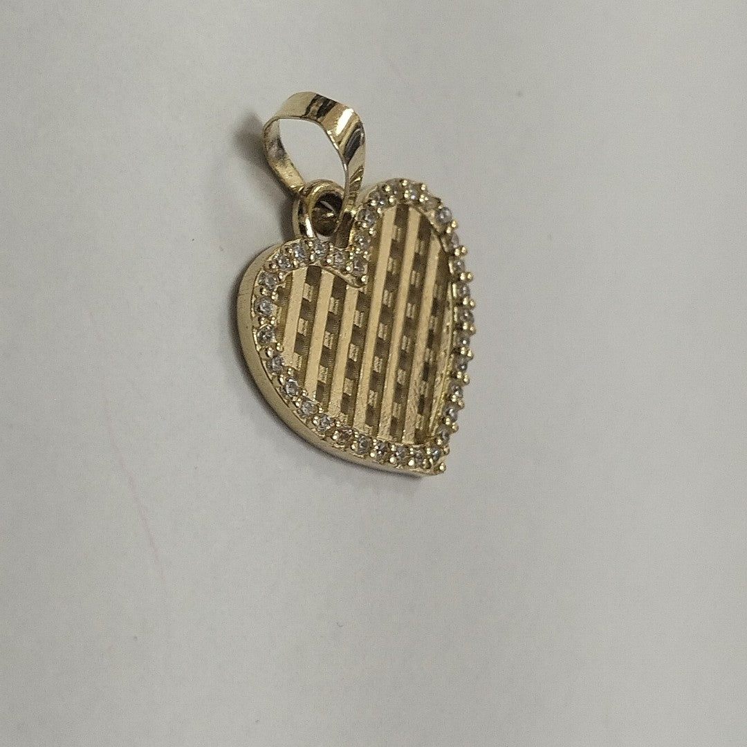 DIJE TEJIDO CORAZON CON CERCO DE CIRCONIAS 14K 1.2 GR (NUEVO)