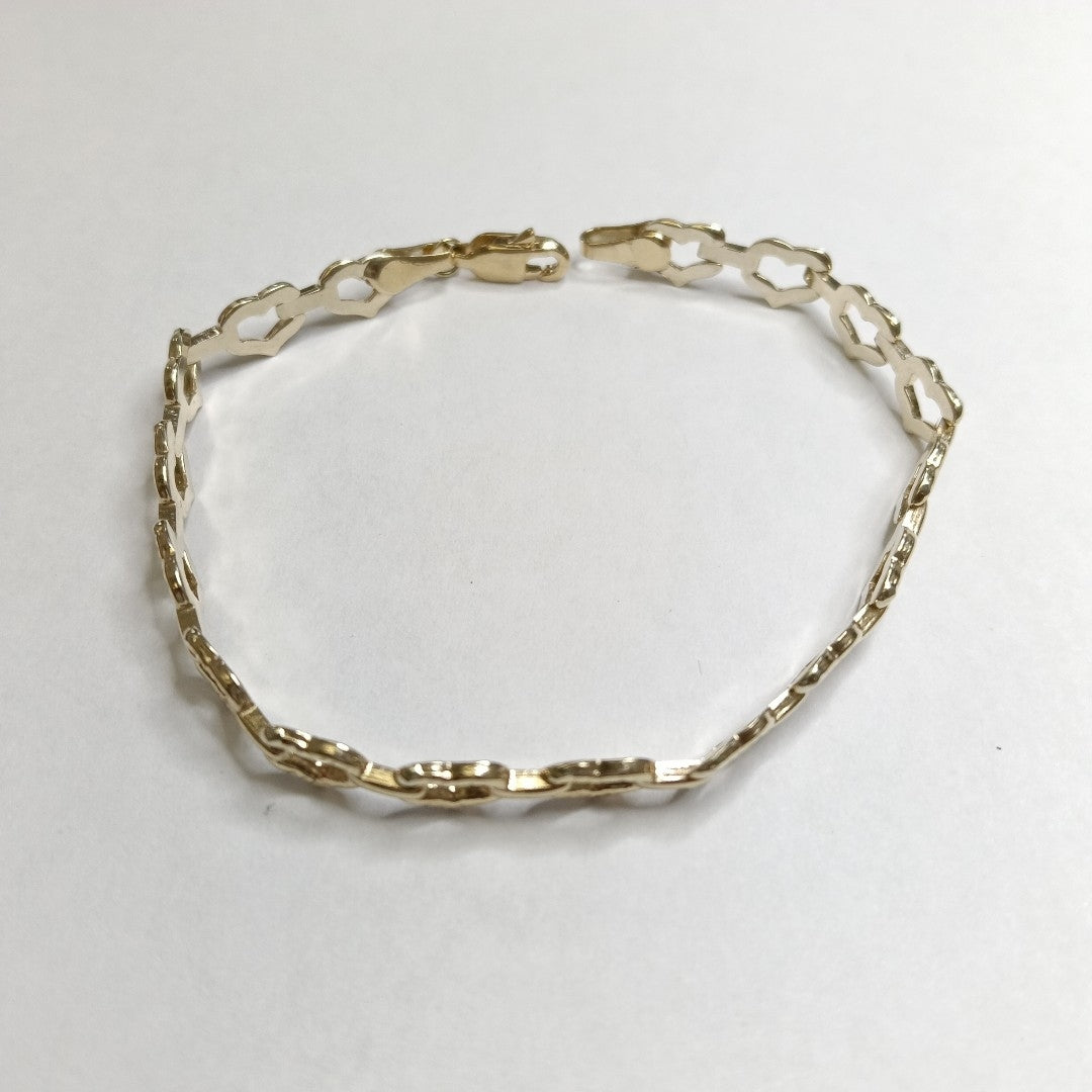 PULSERA ESPECIAL CON CORAZONES 14K 18 CM 4.1 GR (NUEVO)