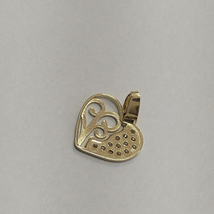 DIJE TEJIDO CORAZON CON CIRCONIAS Y ARBOL DE LA VIDA 14K 0.9 GR (NUEVO)
