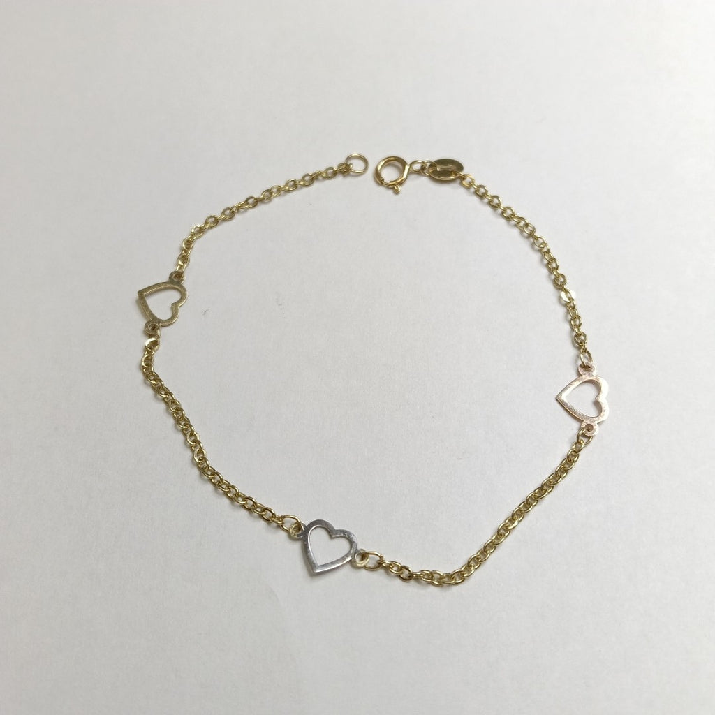PULSERA ESPECIAL CON CORAZONES 14K 18 CM 1.3 GR (NUEVO)