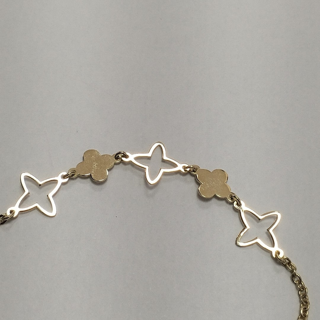 PULSERA TEJIDO ESP CON TREBOL 14K 18 CM 1.5 GR (NUEVO)