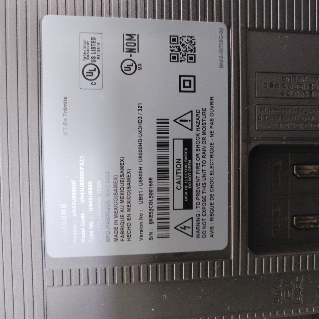 PANTALLA SAMSUNG UN43U8500HF (2024) 43" LED 4K (SEMINUEVO)